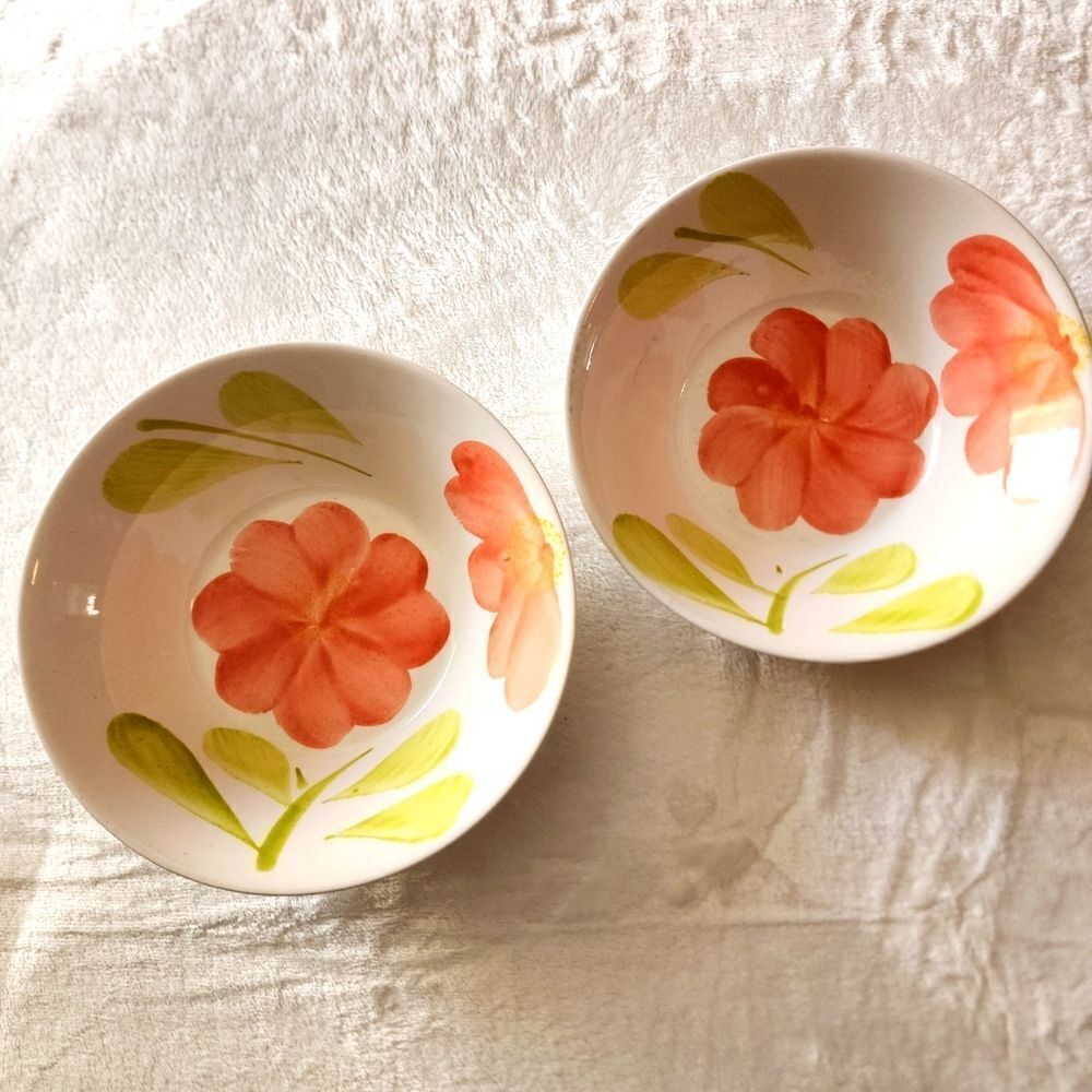 Set of Two Vintage Alco 7 Inch Hand Painted Cereal Bowls Made in